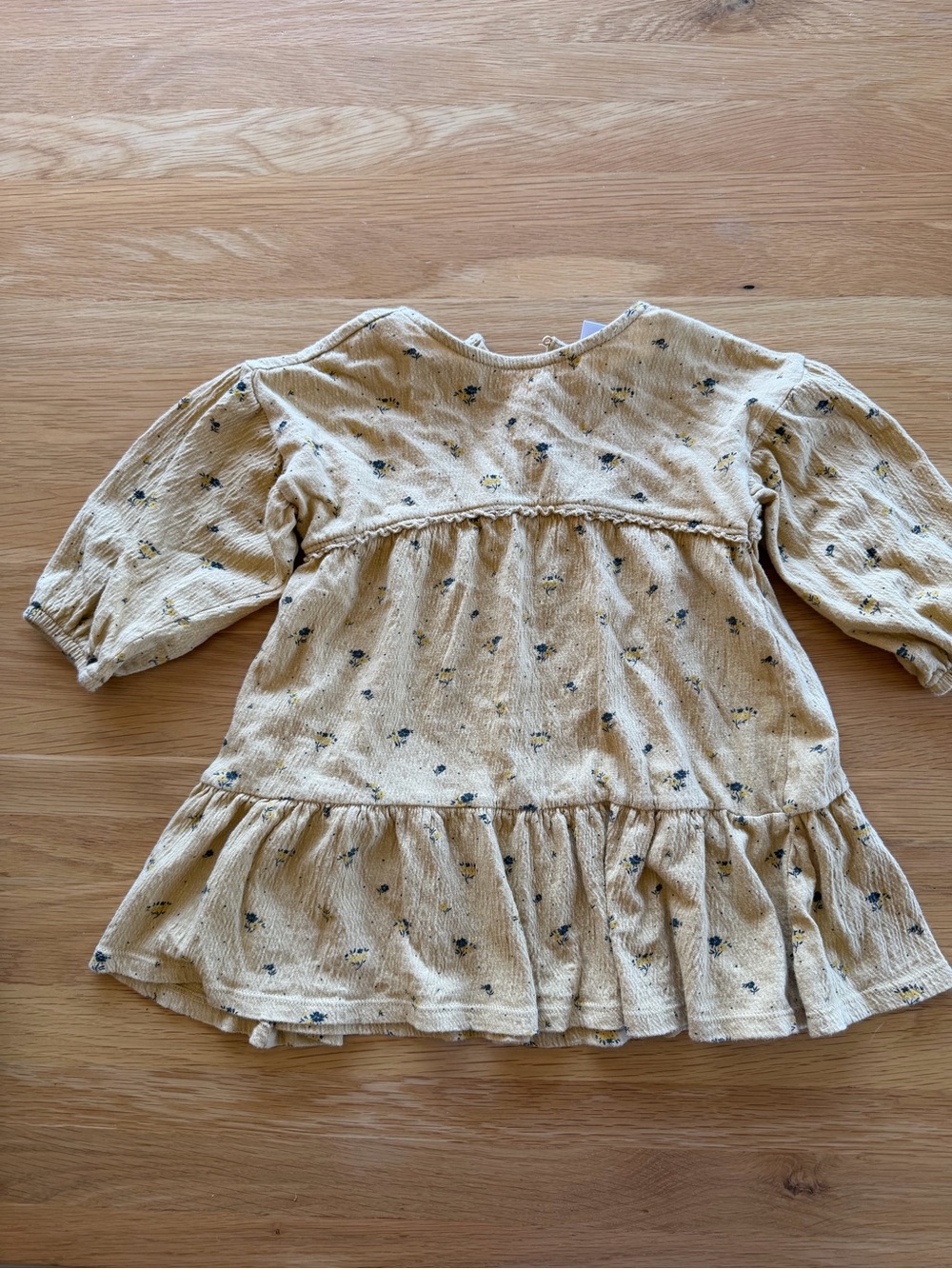 Zara Yellow Floral Ruffle Hem Long-Sleeve Dress